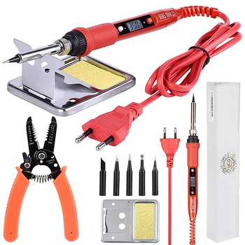 

QHTITEC Wire stripper kit crimper pliers cable cutter Multi-specification precision Nipper LCD 80W soldering iron hand tool