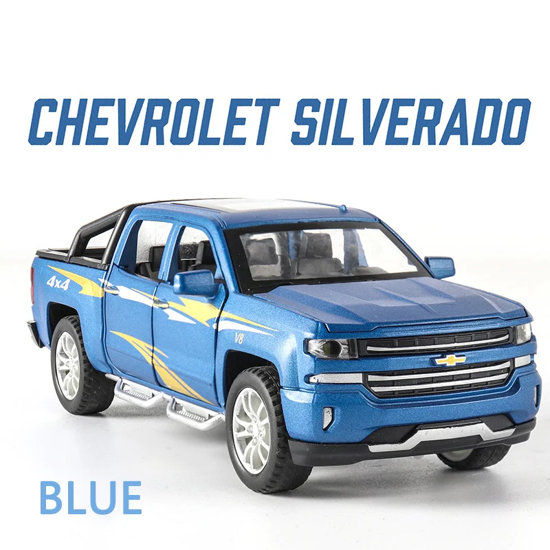 Литой автомобиль Chevrolet Solander Truck 1:32 модель моделирования автомобилей из металлического сплава вытяните назад игрушки коллекция подарки для детей - Цвет: Blue no box