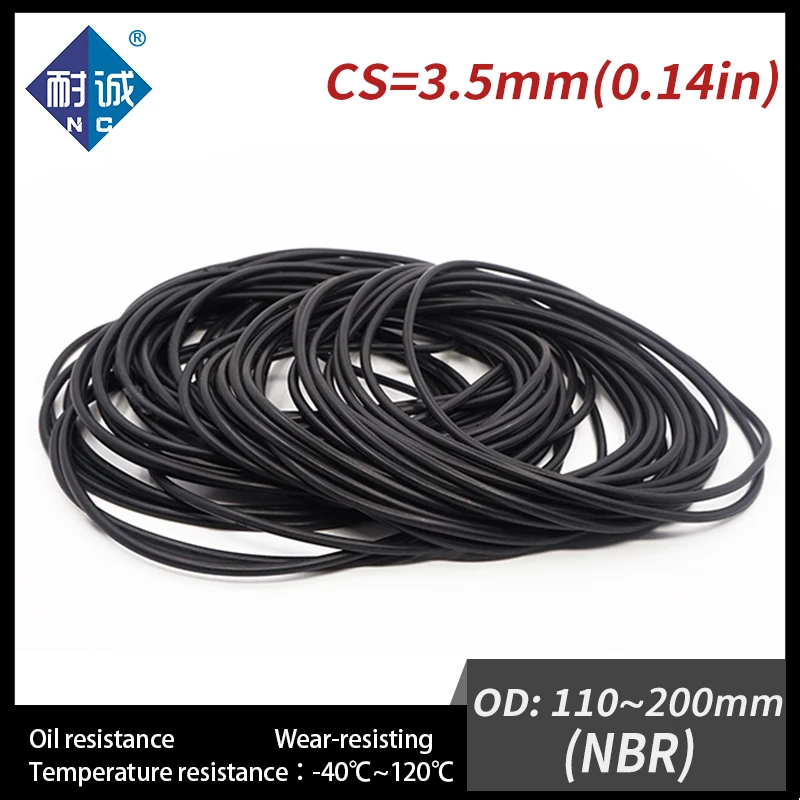 1 шт./лот резиновый черный NBR CS3.5mm OD110/145/150/200 мм уплотнительное кольцо прокладка