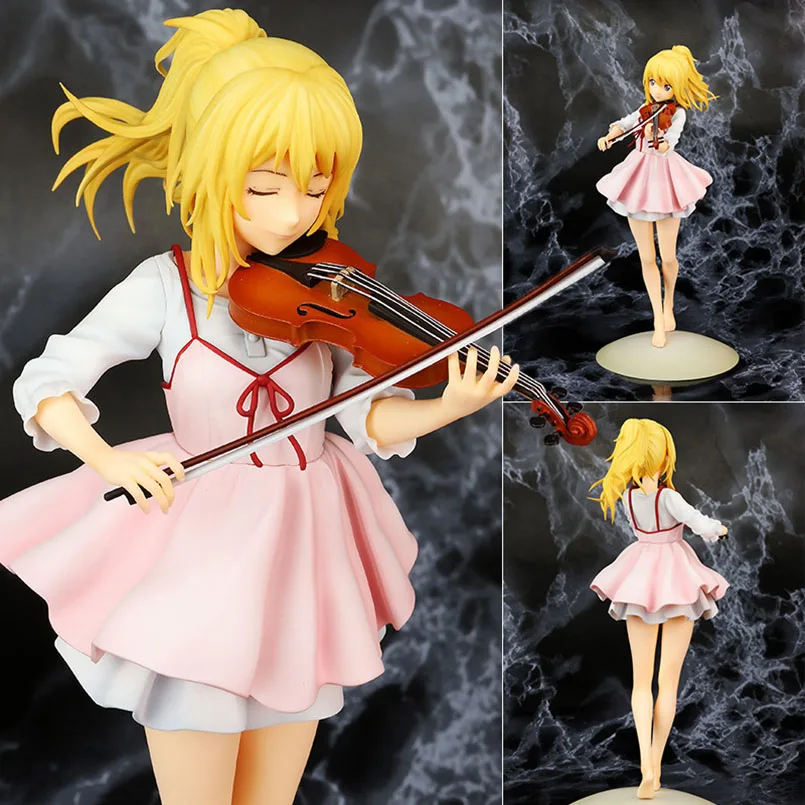 

23cm Japanese anime Your Lie in April Miyazono Kaori PVC action figure violin dress Miyazono Kaori figure collectible model toys