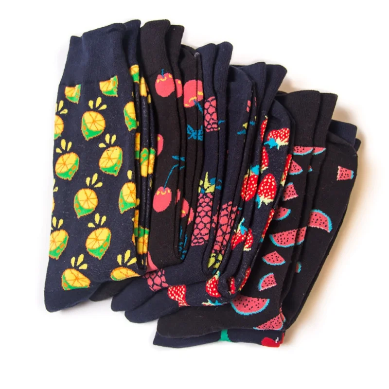 

Cycling socks sports casual fruit hit color tube stockings explosion models high quality fruit pattern men and women