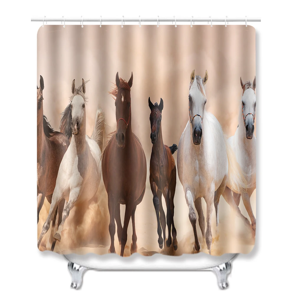 1pc shower curtain 3D галоп лошадь занавеска для душа Ванная комната Водонепроницаемый полиэстер занавеска для душа единорог Печать занавеска для ванной s для ванны душ - Цвет: 1pc shower curtain