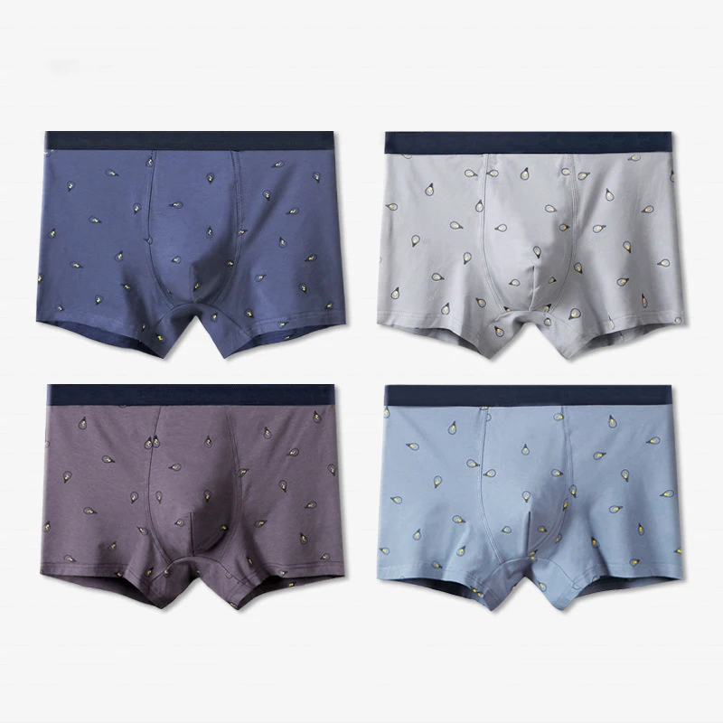 4 Pcs Men Boxers Underwear High Quality Cotton Panties Textile Printing Athletic Briefs Large size Underpants Wholesale [fila]archive textile printing men s drawers