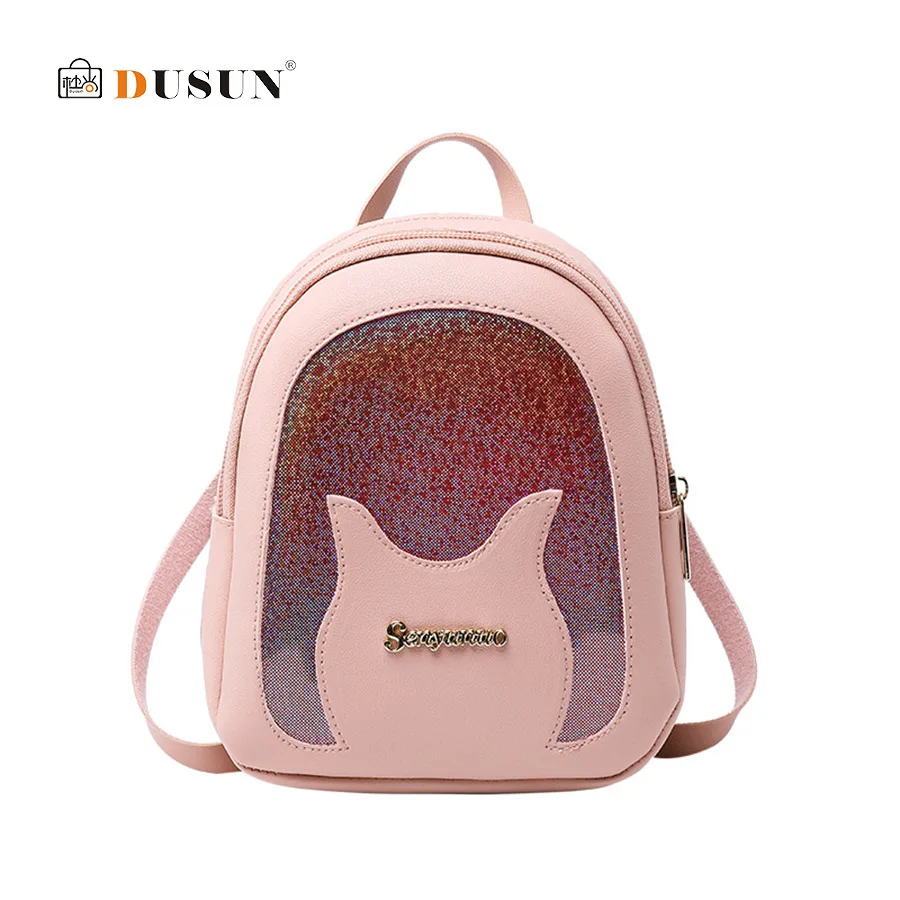 

Fashion Small Sequin Backpack Women Contrast Color Pu Leather School Bag Simple Mini Pink Bookbags For Girls Travel Backps 2019