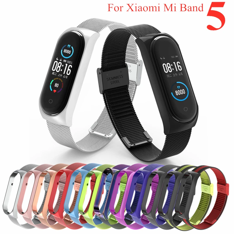 Ремешок из нержавеющей стали для Xiaomi Mi Band 5 металлический сменный Браслет