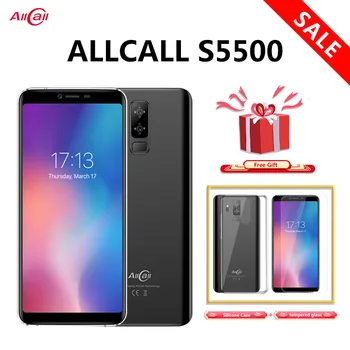 Перейти на Алиэкспресс и купить Allcall S5500 смартфон с 5,99-дюймовым дисплеем, четырёхъядерным процессором MTK6580M, ОЗУ 2 Гб, ПЗУ 16 Гб, Android 8,1, 18:9 5500 мАч