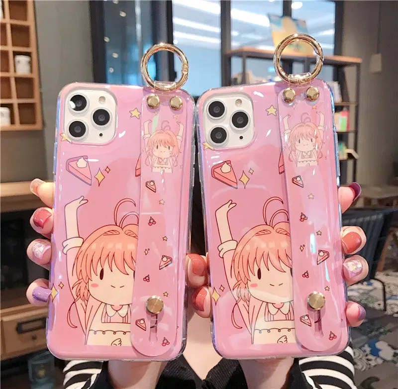 Для iphone 11 Pro розовый sailor moon Sakura ремешок на запястье мягкий чехол для телефона XS max XR