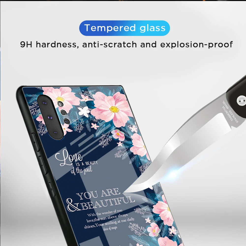 Luxury Tempered Glass Case For Samsung Galaxy Note 10 Pro Case Cover For Samsung S10 Plus E Case On For Samsung Note 9 A10 A50 A70 Cover Coque Funda