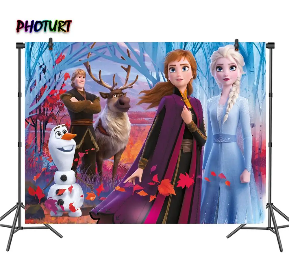 PHOTURT Frozen2 Elsa Anna Photography Backdrops Girls Birthday Party Background Disneyland Olaf Vinyl Photo Studios Props | Электроника