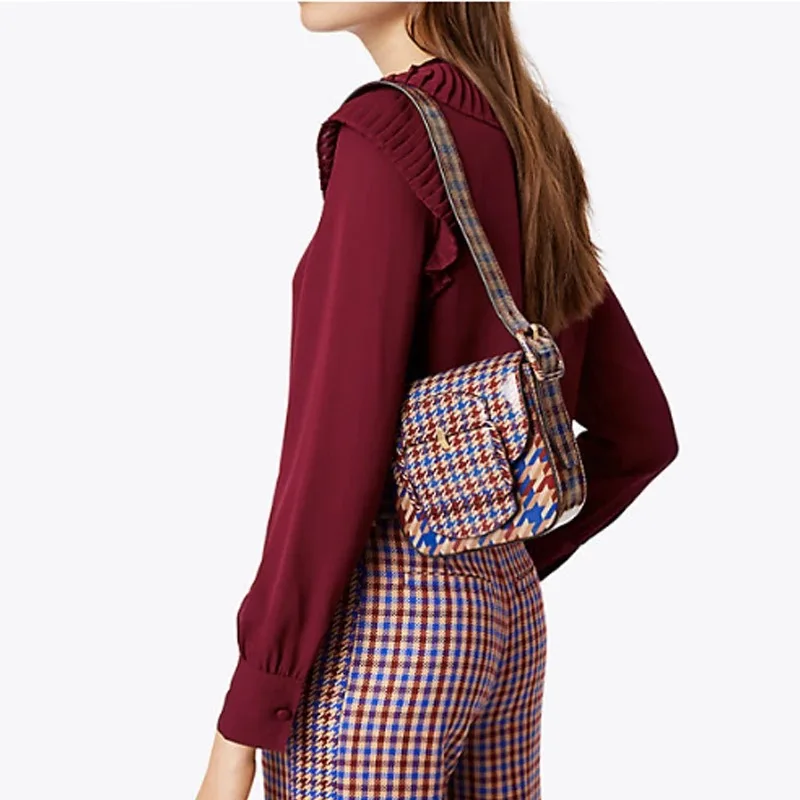 

Female Plaid Sling Bag Leather Stripe European Style Women Shoulder Bags Office Lady Small Bag Messenger Bag Purses And Handbags