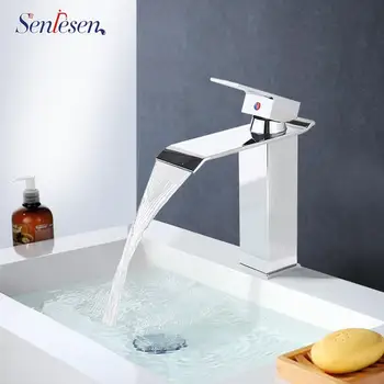 

Senlesen Waterfall Bathroom Faucet Vanity Vessel Sinks Mixer Tap Cold And Hot Water Tap
