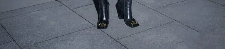 Prova Perfetto, Европейский и американский стиль, Воловья кожа, металлические декоративные ботиночки, квадратный носок, застежка-молния, модные ботинки