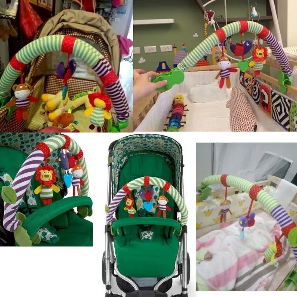 Hanging Bell Baby Stroller Clip Unisex Stroller Play Arch Rainbow Toy Bed Clip Hanging Bell Pendant Baby Rattle Toy 4