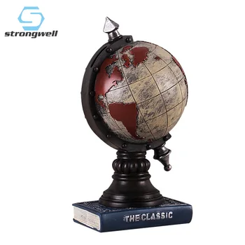 

Strongwell Europe Globe Piggy Bank Resin Crafts Globe Miniature Money Box Retro Figurine Vintage Home Decor Birthday Gifts