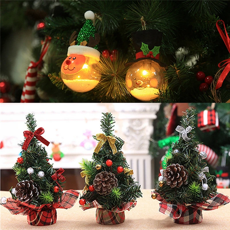 20cm Mini Christmas Tree Desktop Ornament Festival Holiday Xmas Party Decor Gift Desk Table Festival Party Ornament Xmas Decors