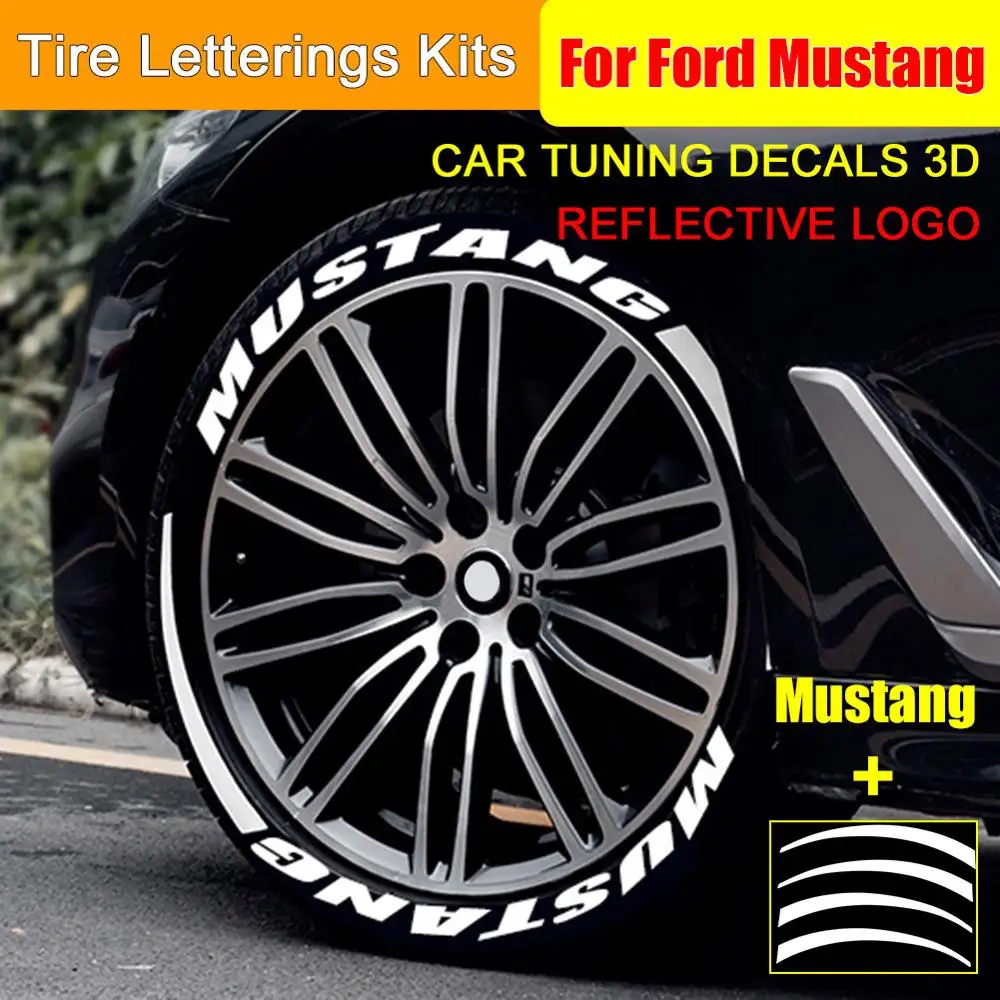 

For Ford Mustang Car Reflective Wheel Hub Sticker Tuning Decals 3D Logo Universal Tire Letterings Kits Wheels Label DIY Styling