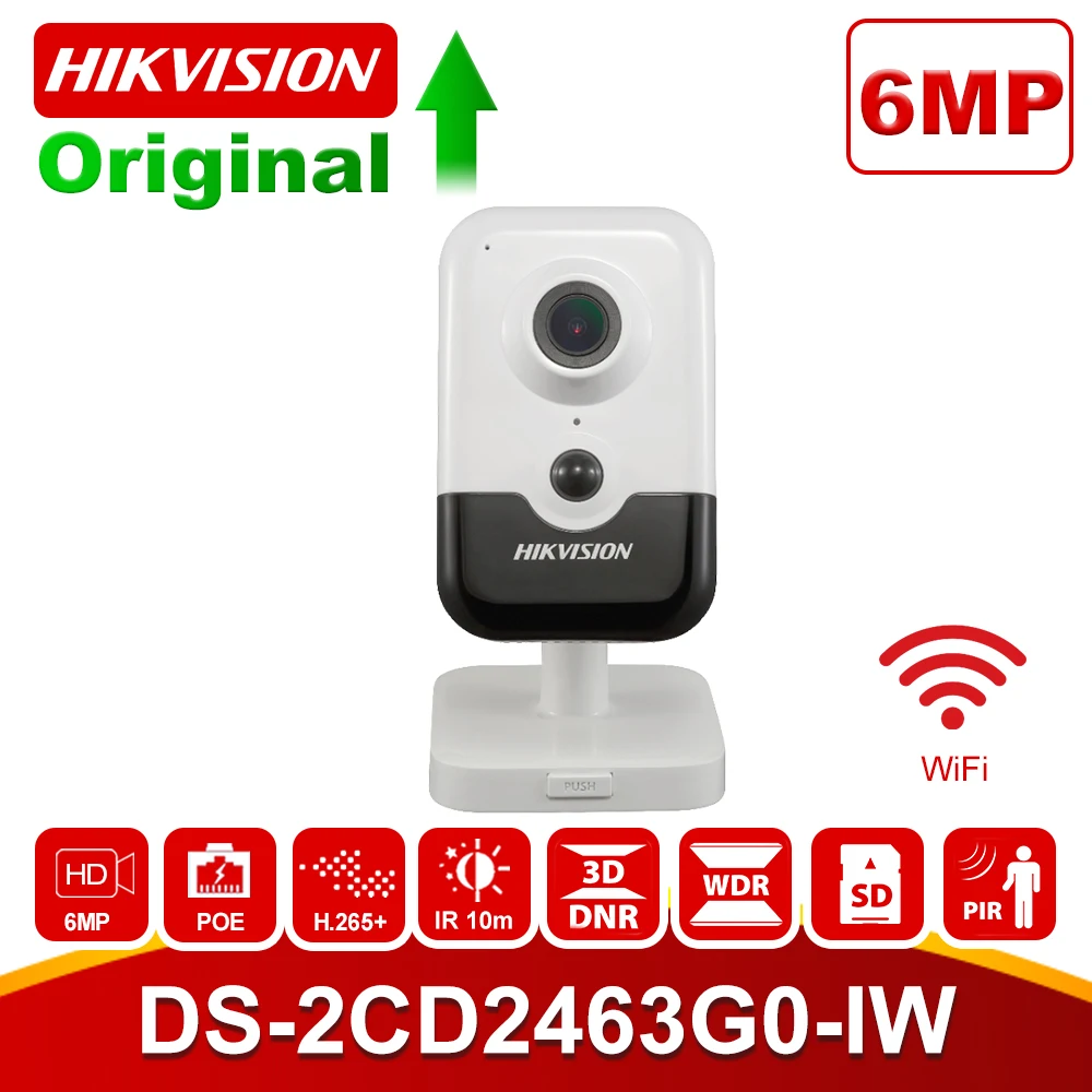 Hikvision 6MP WiFi IP камера DS-2CD2463G0-IW HD беспроводная домашняя камера безопасности H.265 двухстороннее аудио SD слот P2P IR 10 м