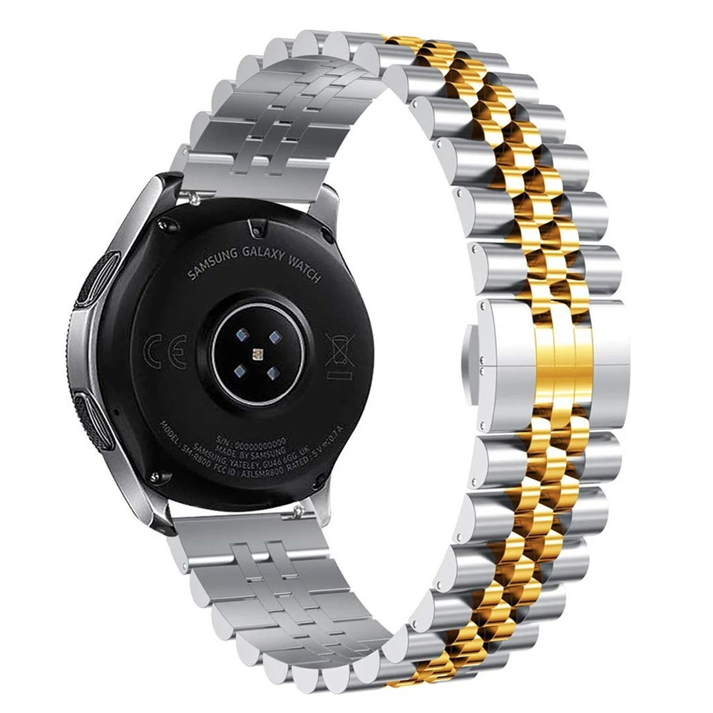 silver gold Подходит для samsung Galaxy Watch 46 мм полосы 22 мм браслет из нержавеющей стали для gear s3 Frontier классический ремешок - Цвет ремешка: silver gold