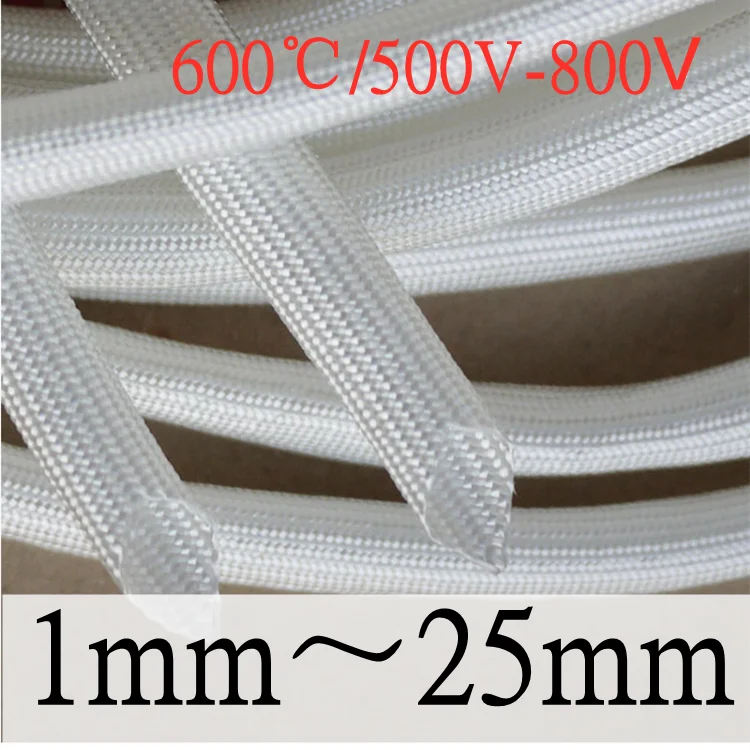 

5/10M Fiberglass Tube 1mm ~ 25mm HTG Cable Sleeve Soft Chemical Fiber Glass Wire Wrap Protector Insulation High Temperature Pipe