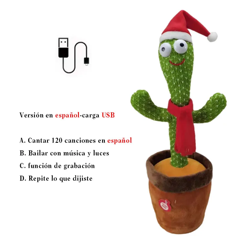 Voice Repeater Dancing Cactus With Sound In Spanish Captus Dancer For Babies Dancing Cactus Toys Speak Dance Russian Song 