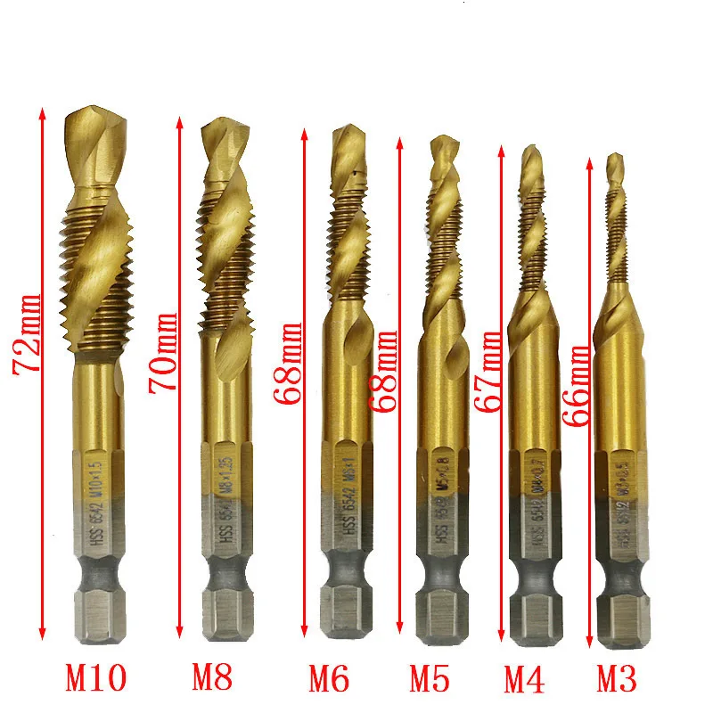 Пегаси 6PC1/4 комбинированное сверло коснитесь M3 M4 M5 M6 M8 M10 Метрическая композитная HSS Шестигранная ручка