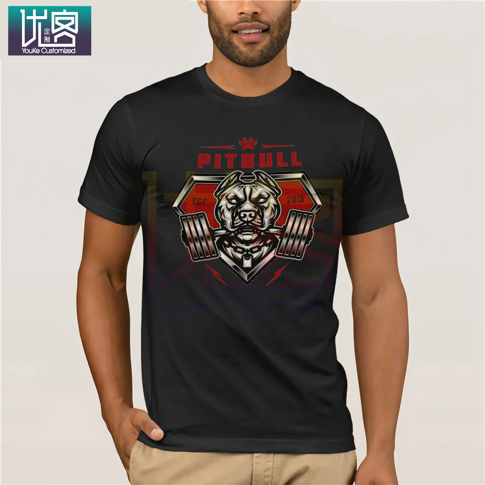 

2018 New Summer Cool Tee Shirt T-Shirt Pitbull Gyms Fitness Bodybuilder, Bull, Bodybuilding Tees Cotton T-shirt for Men Tops