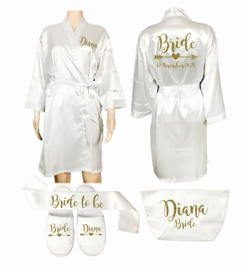 Индивидуальное атласное ночное белье для подружки невесты халат для невесты на заказ платье для сестры невесты халат для матери невесты кимоно шелковый халат