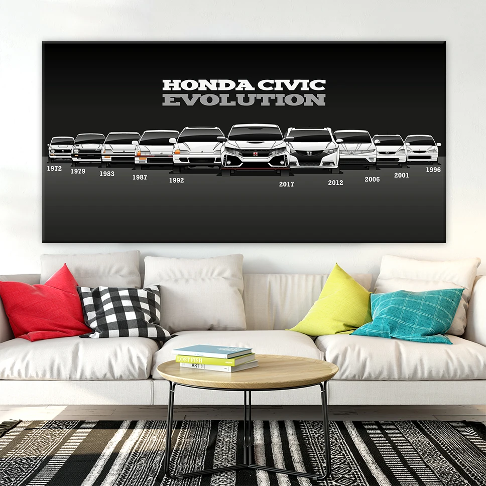 Wall Art Modular Picture 1 pieces Posters Canvas HD Printed Retro Honda CIVIC Car Painting Modern Home Decoration Living Room