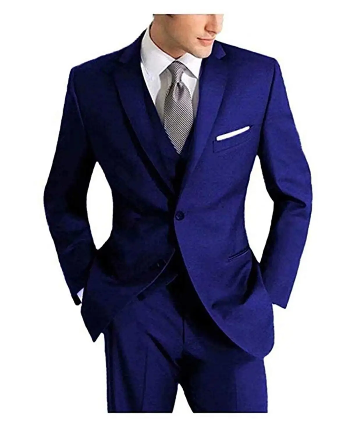 Royal Blue На заказ, размер и цвет, две пуговицы, смокинги для жениха, Серый Свадебный костюм жениха/жениха(пиджак+ брюки+ жилет+ галстук - Цвет: Royal Blue
