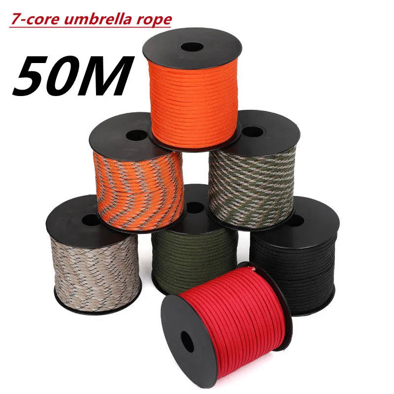 50 M 1 Roll4 Mm 7 Stand Cores Paracord for Survival Parachute Cord Lanyard  Camping Climbing Camping Rope Hiking Clothesline - AliExpress