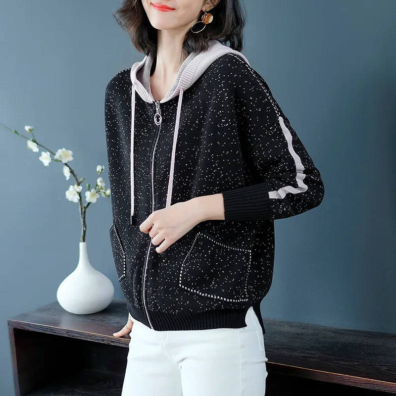#^Special Price 2020 Autumn Even Hat Lead Long Sleeve Short Fund Knitting Cardigan Woman Stars Printing Sweater Loose Coat clothes #^Special Price 2020 Autumn Even Hat Lead Long Sleeve Short Fund Knitting Cardigan Woman Stars Printing Sweater Loose Coat clothes