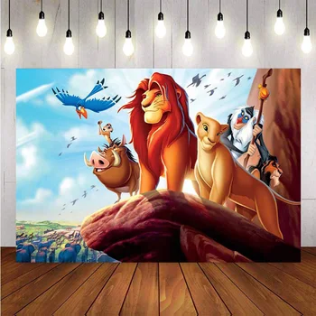 

Photography Background Custom Cartoon The Lion King Simba Boys Birthday Backdrop Decor Photocall Backdrop Photo Studio Banner