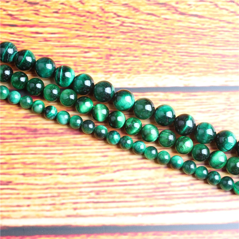 

Green Tiger Natural Stone Bead Round Loose Spaced Beads 15 Inch Strand 4/6/8 / 10mm For Jewelry Making DIY Bracelet Necklace