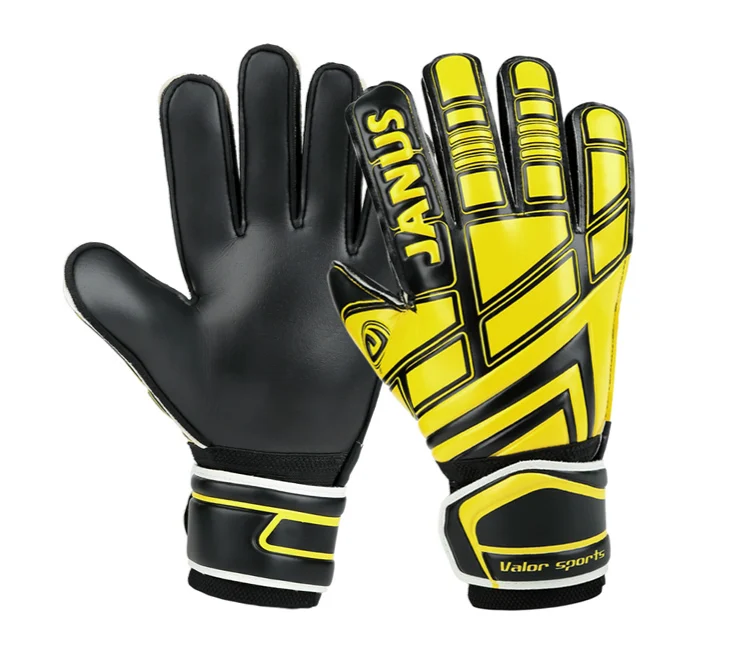 Профессиональная перчатка вратаря для взрослых и детей Защита запястья и пальцев латексный футбольный вратарь перчатки футбольная перчатка вратаря - Цвет: Black Yellow