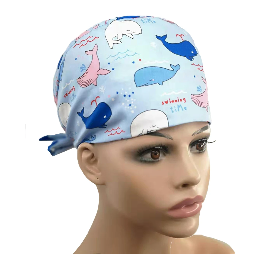 Хлопковая медицинская Кепка, хирургическая кепка для женщин, шапка для врача, медсестры, стоматолога, шляпа для домашних животных - Цвет: blue