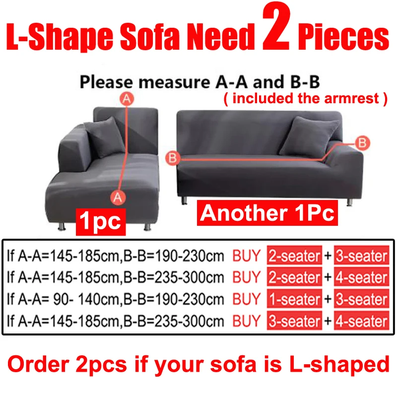L-Shaped Sofa Cover Corner Sofa Slipcovers Elastic Chaise Cover 1/2/3/4 Seater Stretch Sectional Couch Armchair Cover Protector