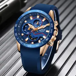 Мужские часы 2019 LIGE модные синие мужские часы лучший бренд класса люкс мужские военные водонепроницаемые кварцевые золотые часы Relogio Masculino +