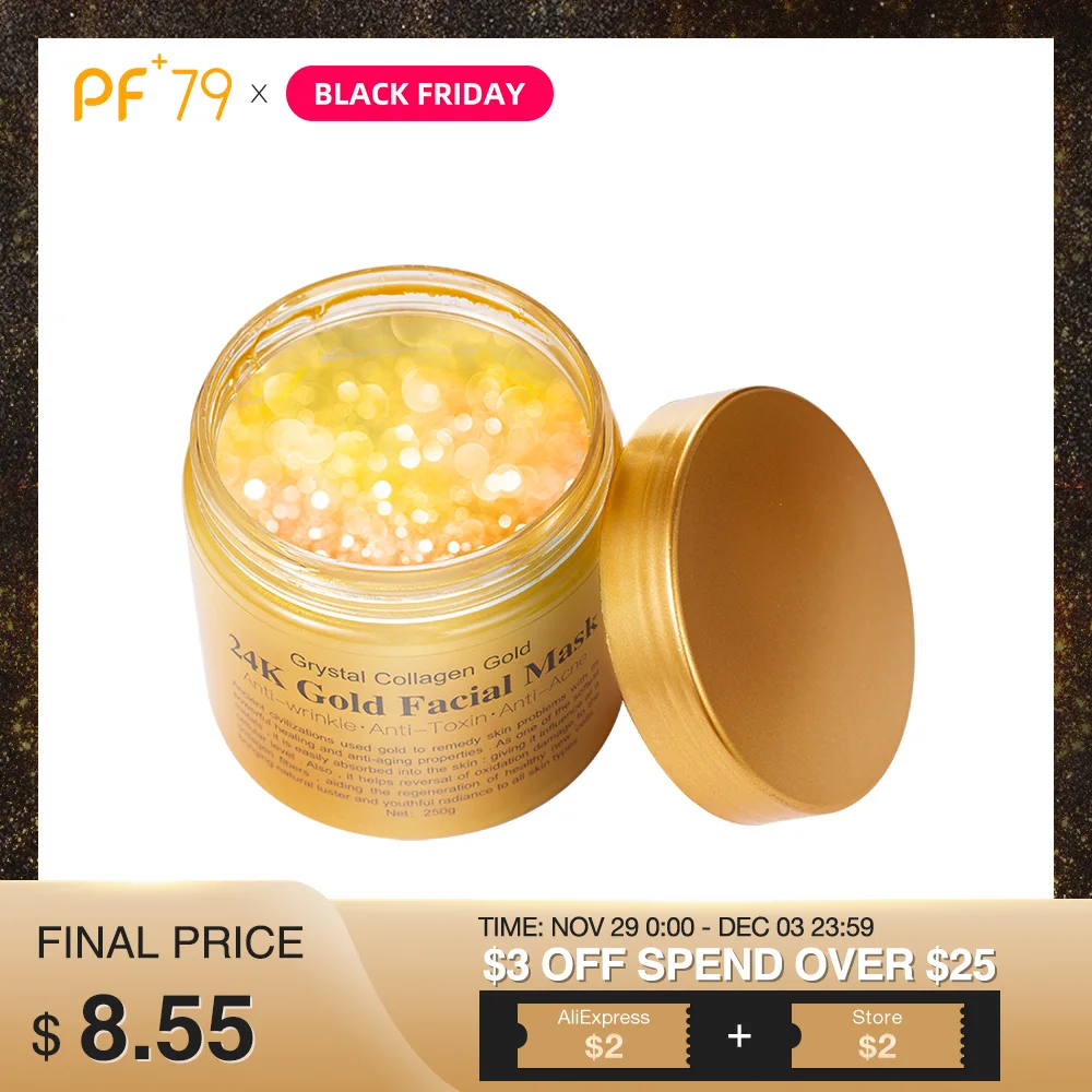 

PF79 250ml 24K Gold face mask Purifying Shrink Pores Skin Care Exfoliators Oil Control Moisturizing Blackhead Remove Mask