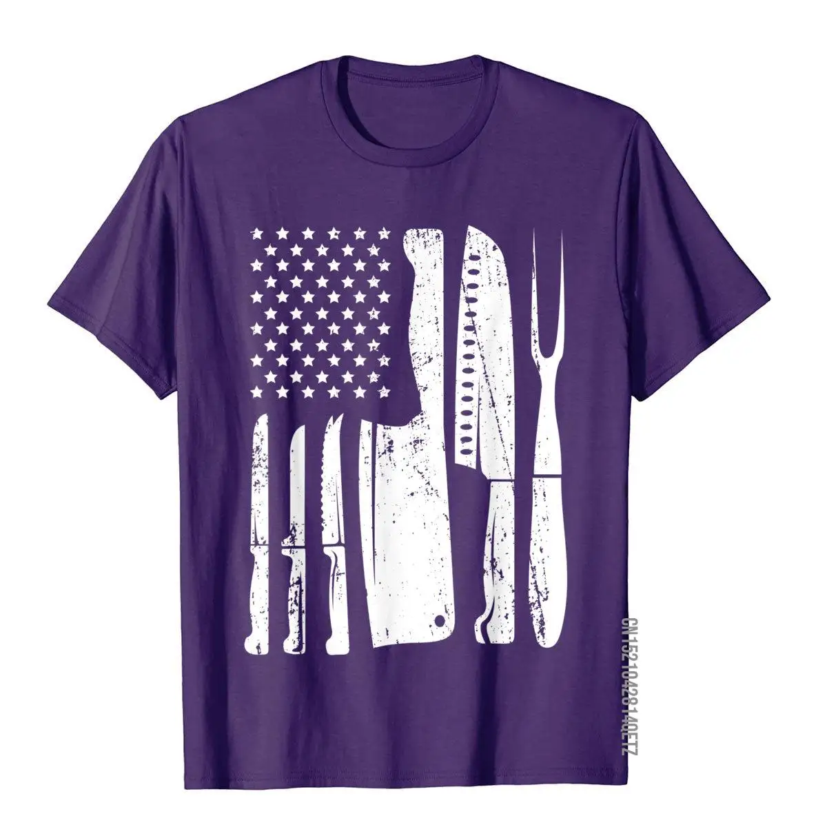 Chef Knife Flag Gift for Head Cook USA Patriotic Cooking T-Shirt__B14050purple