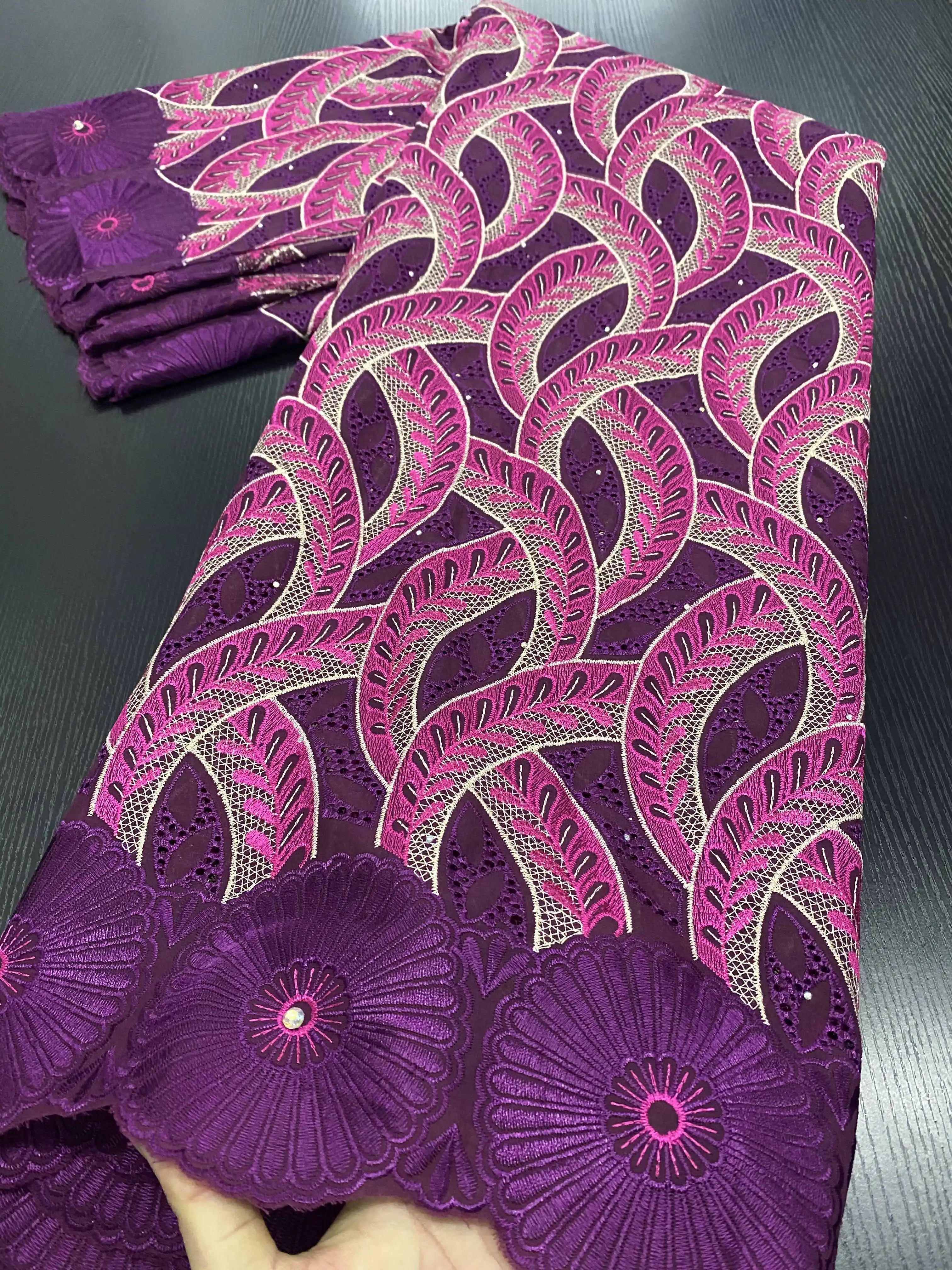 African Cotton Lace Fabric 2021 High Quality Swiss Voile Lace In Switzerland Nigerian Lace Fabrics For Wedding Dress YA3410B-5