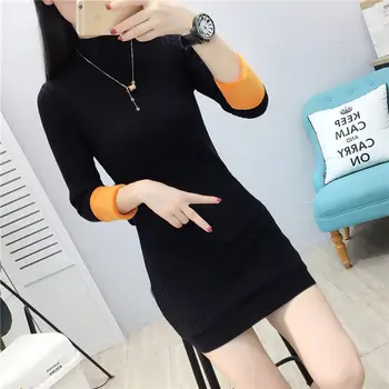 

ms knee-high turtleneck dress dress MAO qiu dong outfit knitting thickening render unlined upper garment of long wave