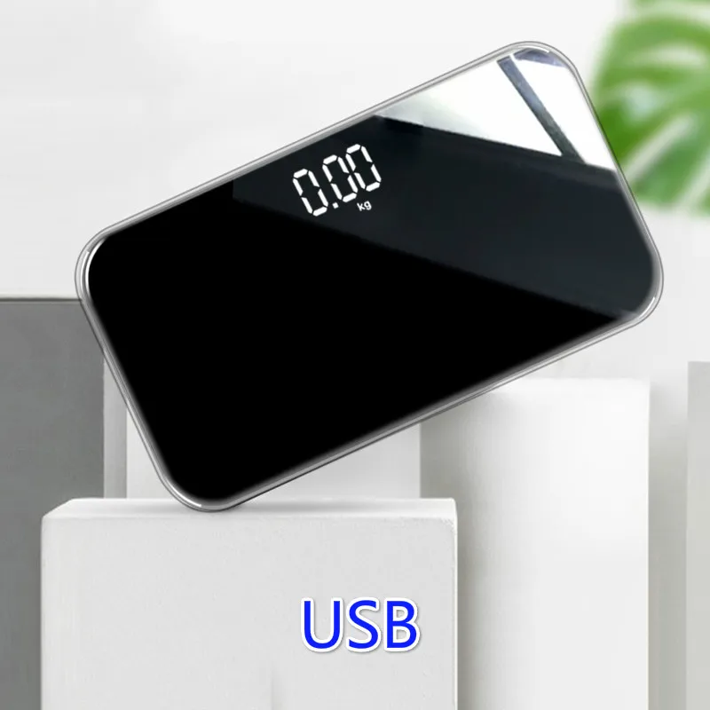 Мини карманные весы электронные цифровые usb зарядка дисплей светодиодный Взвешивание тела дома точные весы макияж зеркало - Цвет: USB