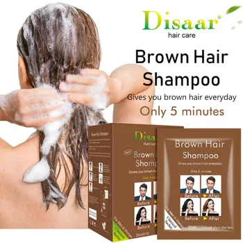 

Wholesale 10pcs Only 5 Minutes Brown Black Hair Shampoo Grey Hair Removal Dye Hair Coloring Cream Fibers