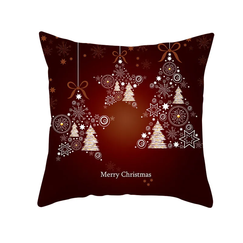 Fuwatacchi Red Printed Cushion Cover Christmas Gift Decorative Pillow Covers for Home Sofa Polyester Throw Pillowcases 45*45cm - Цвет: PC11740