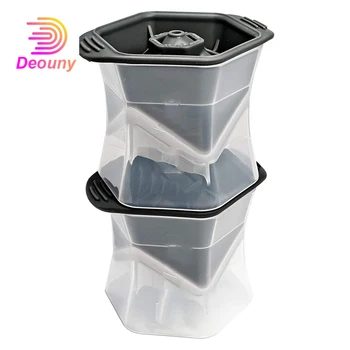 

DEOUNY Colossal 3.14IN Silicone Stackable Molds Ice Cube For Whiskey Black Sealed Glace Wine Cocktails Soda Cubes Slow-Melting