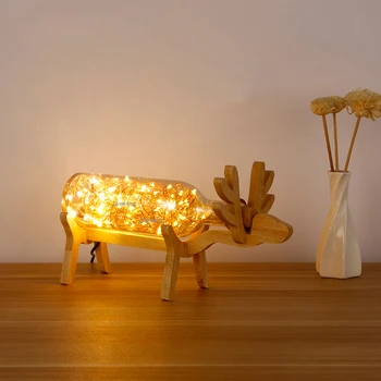 

Home Decor Modern LED Wooden Table Lamps Nordic Creative Beside Lamp Light Fixtures Warm Table Lamp Bedroom Elk Desk Light