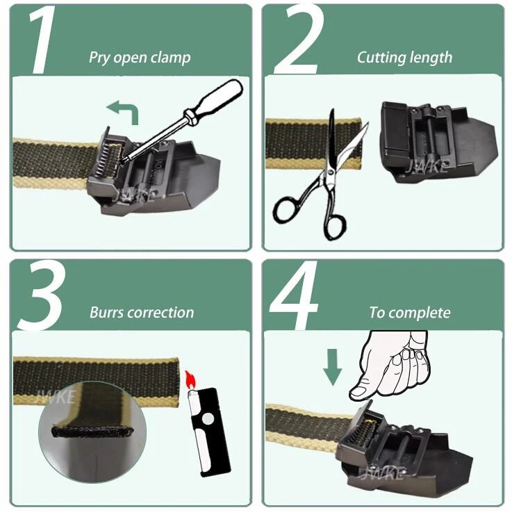 Herren Western Verstellbarer Canvas-Gürtel mit Automatischer USA-Modell-Schnalle Country-Style Mode Metallgürtel für Jeans – Detail 7