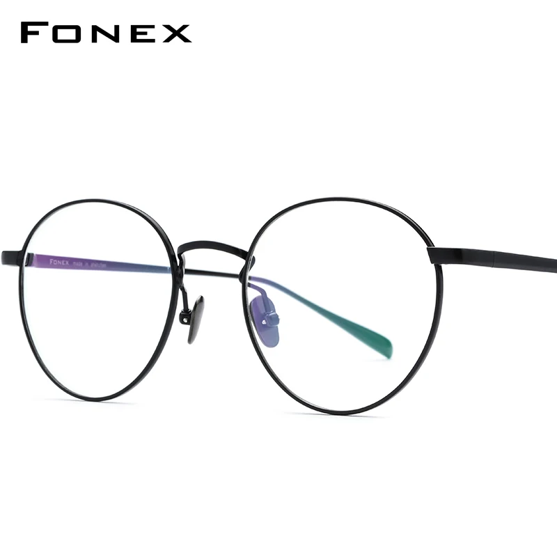 FONEX чистый титан очки для мужчин Круглый Близорукость Оптические оправы очков