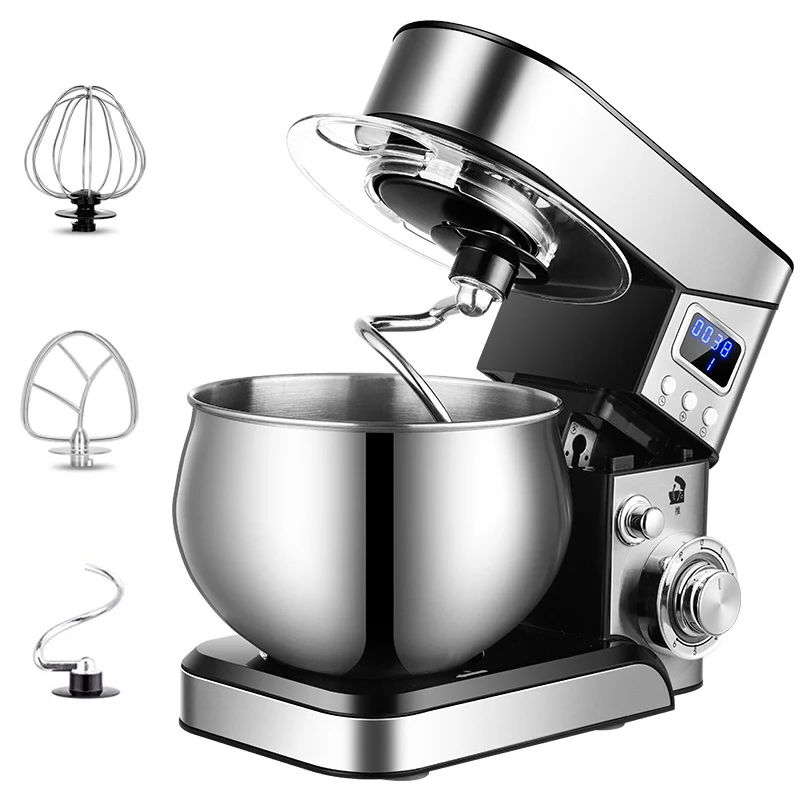 

Stainless Steel Bread Dough Kneading Machine Chef Mixer Food Mixers Stand Electronic Timing Cream Cake Egg Whisk Whip Blender