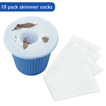 

10pcs Swimming Pool Filtering System Garbage Filter Skimmer Socks for Inground Above Ground Pool Supplies 22 x 13cm